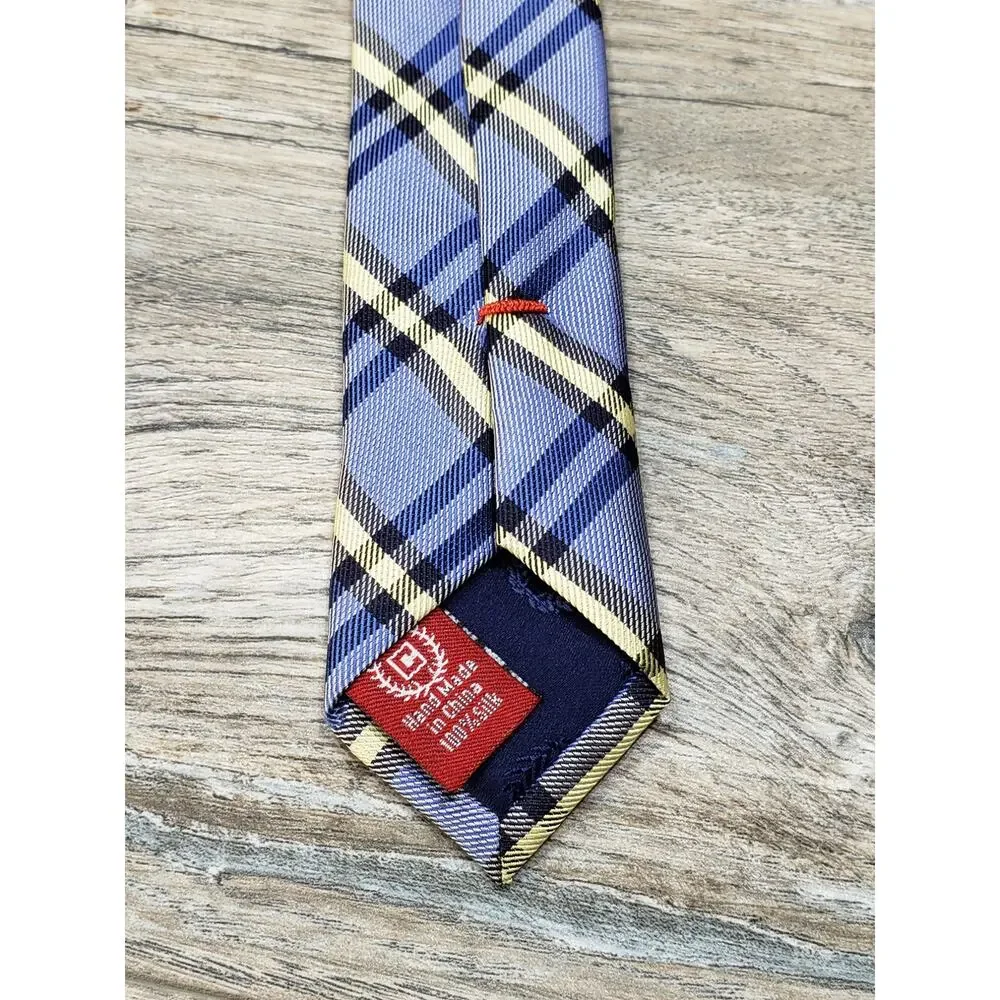 Chaps Handmade Blue Plaid Men's Silk Neck Tie